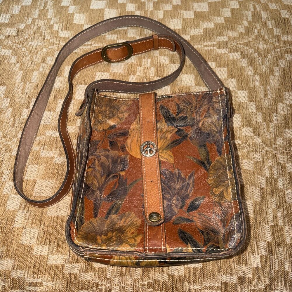 Patricia Nash Crossbody Purse Bag Sunset Floral VENEZIA Heritage PEACE SIGN - Picture 1 of 8